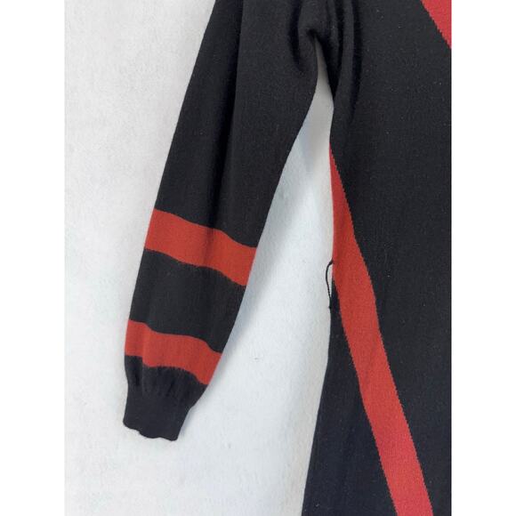 Ted Baker wool blend maxi sweater dress black burgundy stripe Vneck chic winter - Picture 7 of 8